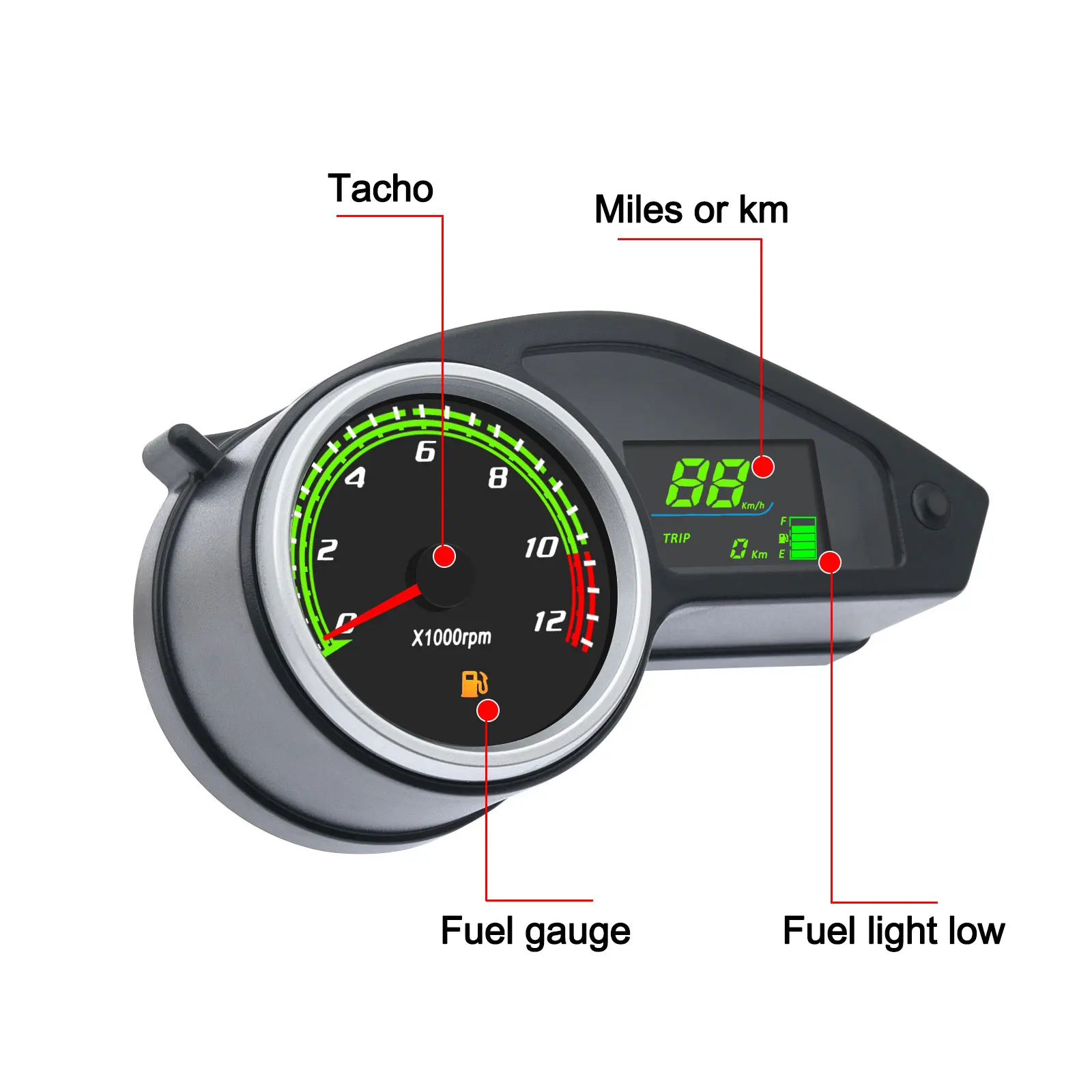 Motorcycle LCD Digital Instrument Oeter Type Speeeter Tachometer Gauges for Brazil CG Off-Road GY200 Enduro with Night Light