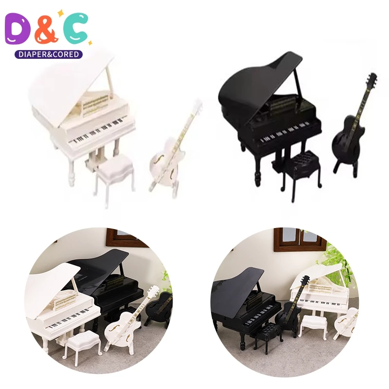 1Pcs 1/6 1/12 Dollhouse Simulation Piano Guitar Cello Model Dollhouse Musical Instruments Furniture Decoration Home Ornaments