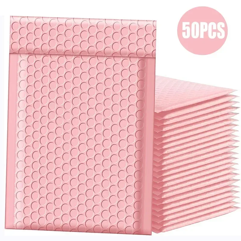 pink bubble mailers bolsas de embalagem suprimentos para pequenas empresas pacote de produtos pacote de entrega envelope de transporte 50 pcs 01