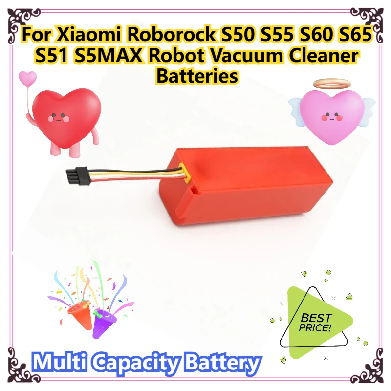 

Multi Capacity Battery For Xiaomi Roborock S50 S55 S60 S65 S51 S5MAX Robot Vacuum Cleaner Batteries