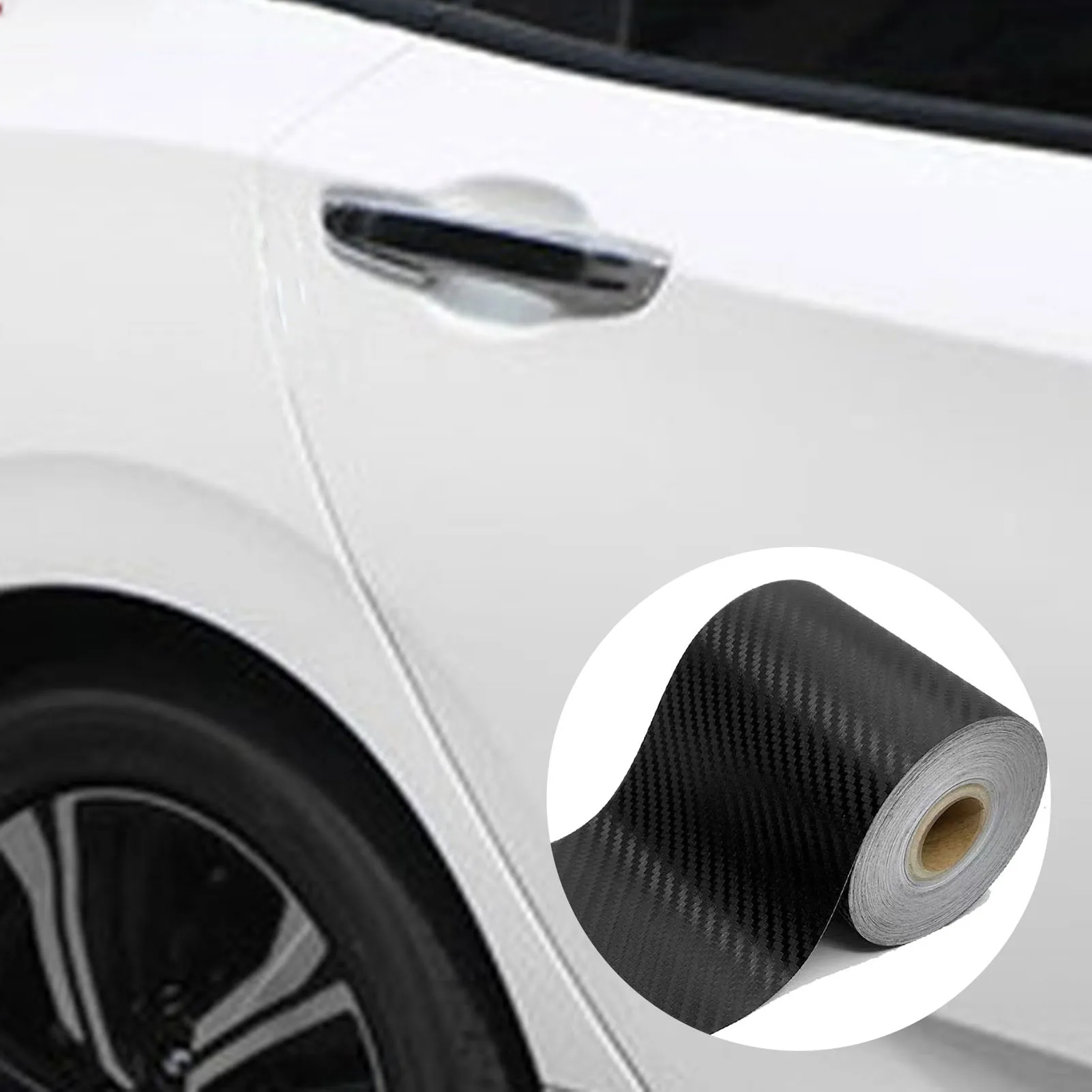 شريط زخرفي من ألياف الكربون للسيارة، واقي عتبة السيارة متين مضاد للخدش مناسب للألواح الجانبية للباب الداخلي