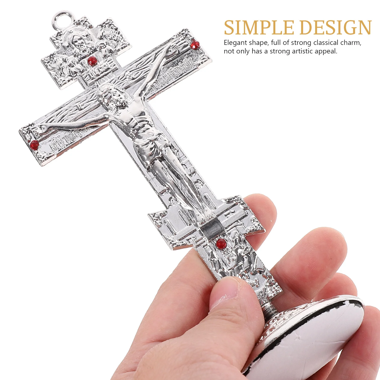 

Retro Metal Cross Wall Art Stainless Steel Rhinestone Decorative Home Office Wall Hanging Gothic Cross Religious Decor