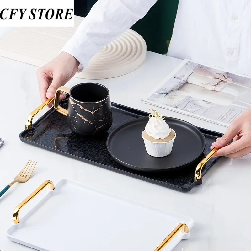 Luxury Plastic Rectangular Tray for Coffee Candy Mug Storage Serve Trays Home Kitchen Fruit Dessert Party Tray Kitchen Organizer