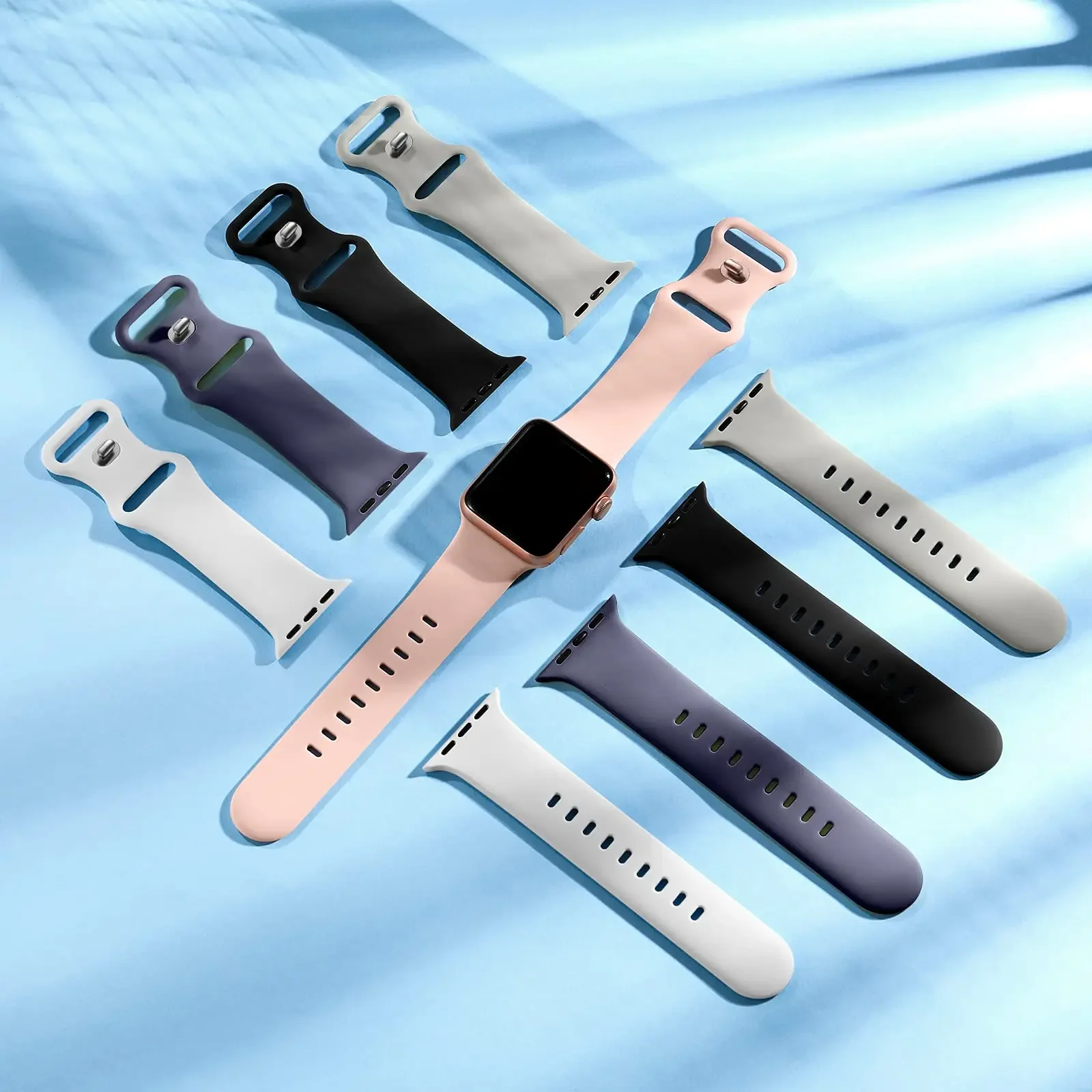 Soft Silicone Band for Apple Watch Strap 9 8 7 6 5 4 3 SE Bracelet for IWatch Ultra 49mm 45mm 41mm 40mm 44mm 38mm 42mm Wristband