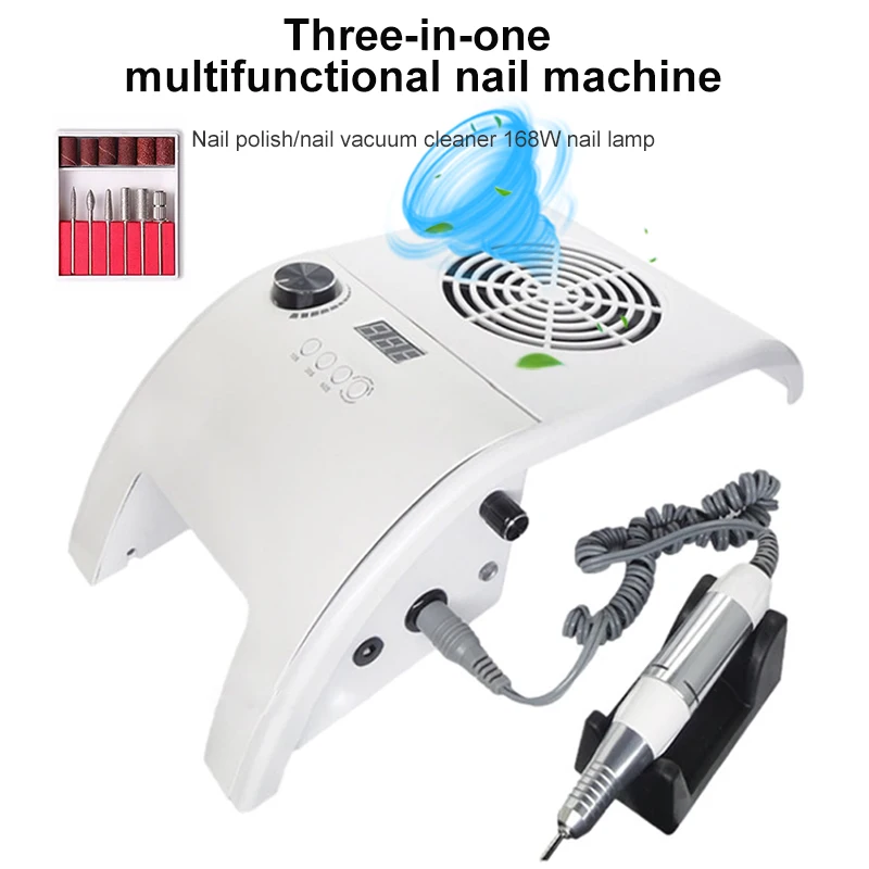 3IN1 MultifunctionalManicure  Nail Drill Machine With Vacuum Cleaner 35000RPM Electric Nail File Ceramic Milling Cutter Gift Set