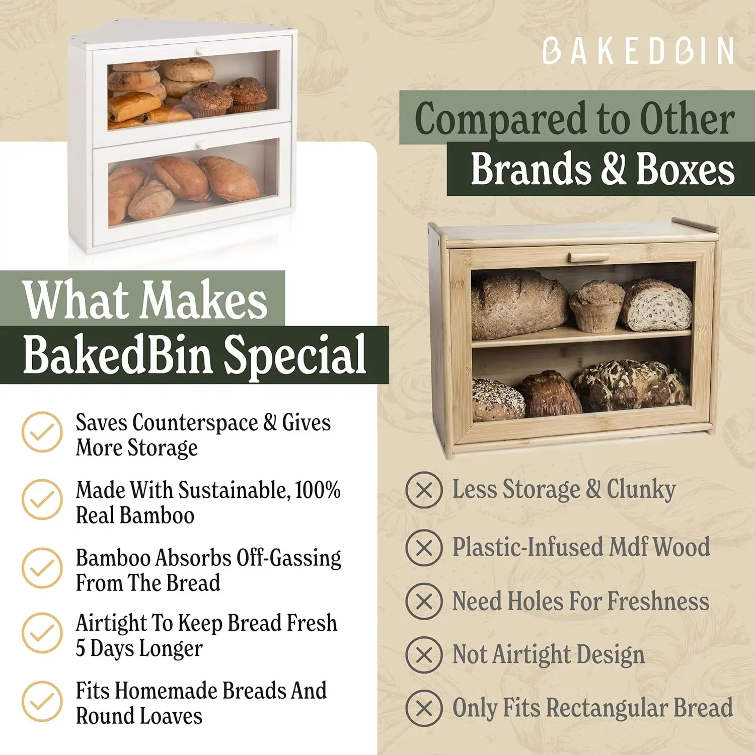 Corner Bread Box: Airtight, Extra Large Double Layer Design for Kitchen Countertop Storage