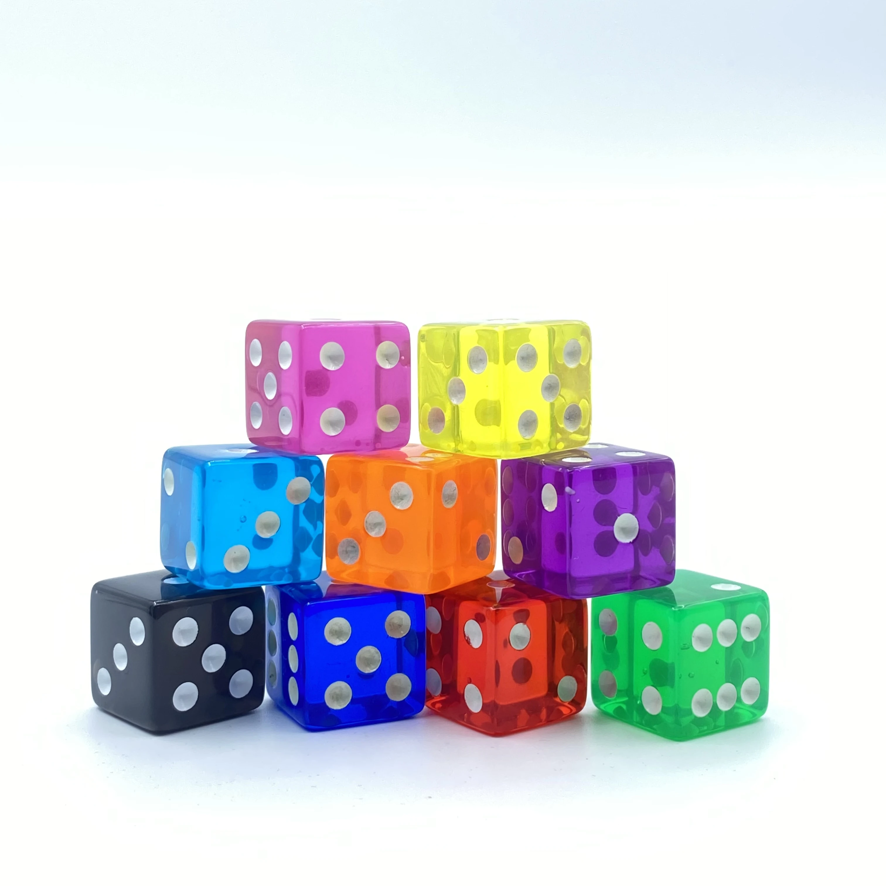 9 Colors 9Pcs/Set 19 mm Dice Pack - Acrylic and Translucent D6 Dice, Square w/Rounded Edge for Casino, Craps, RPG MTG DND Dice