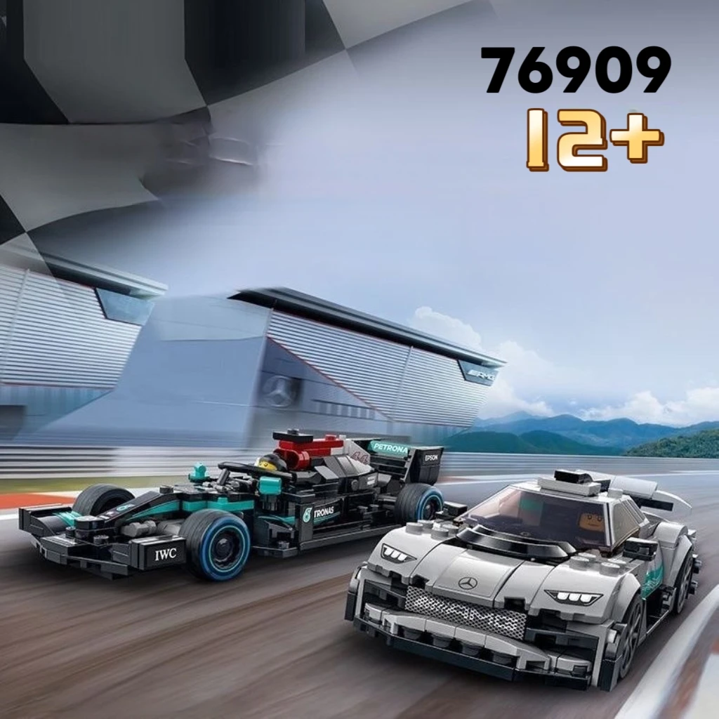 

76909 Конструктор Mercedes-Benz Racing Team BuildingBlocks, совместимый с сериями спортивных автомобилей MOC, развивающие игрушки, рождественский подарок