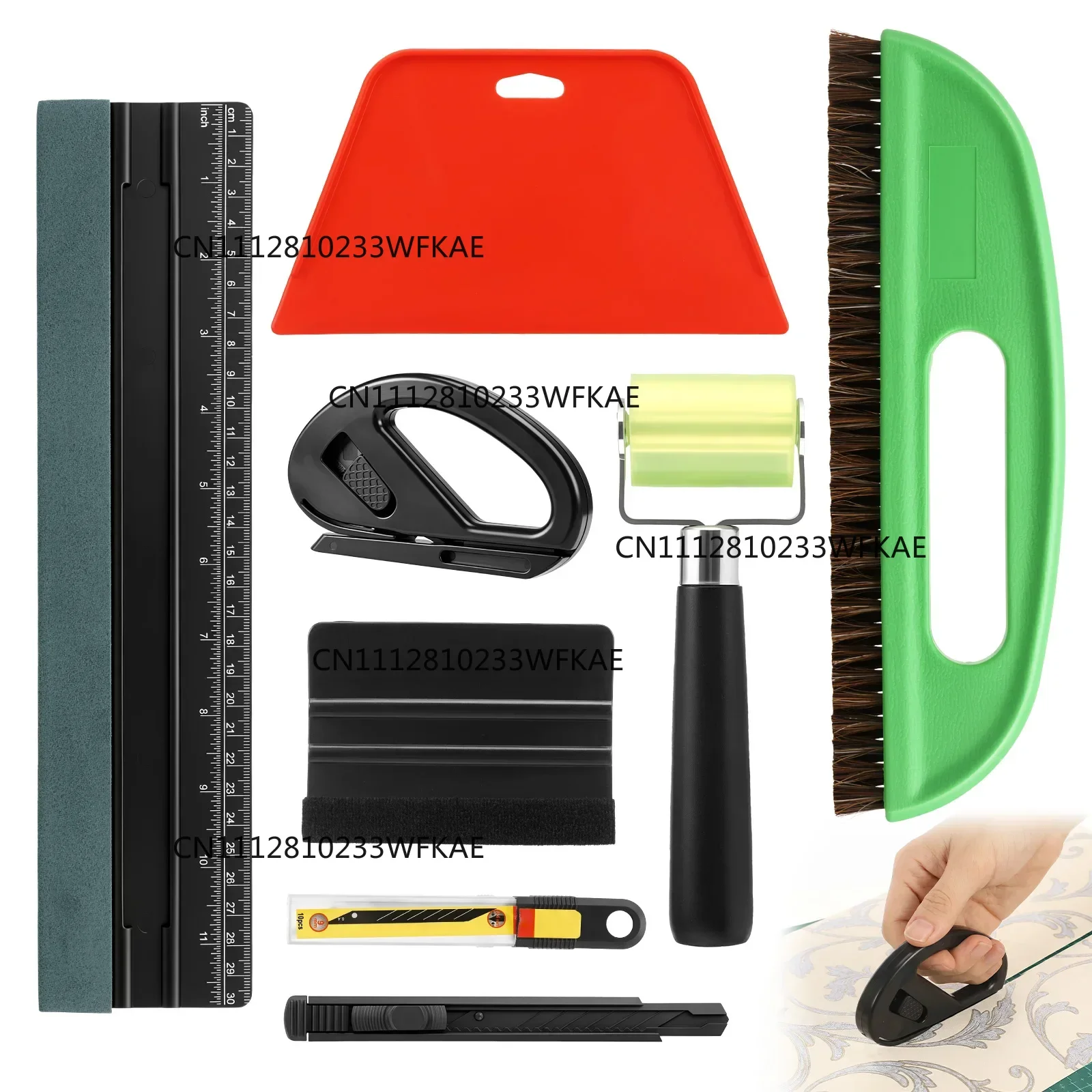 Wallpaper Smoothing Tool with Wallpaper Brush Measuring Squeegee Seam Roller Wallpapers Smoothing Tools for Peel and Stick Paper