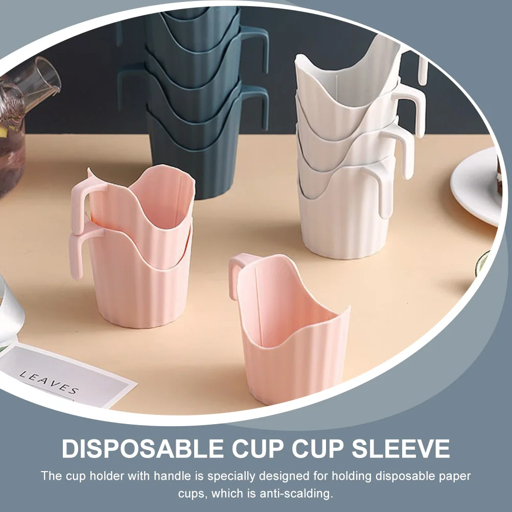 

6pcs Anti-Scald Paper Cup Holder Premium Plastic Sleeve For Coffee Tea Hot Drinks Portable Insulated Office Party Use