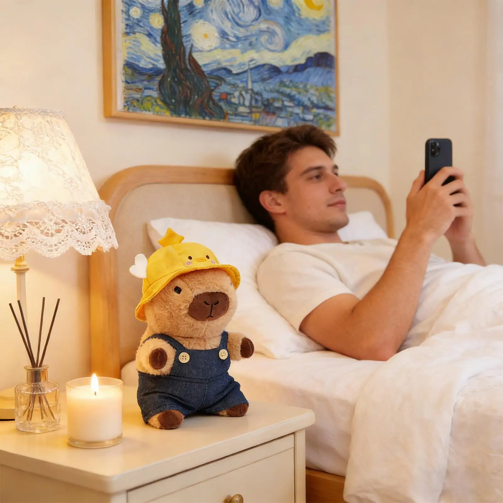 

Stuffed Capybara With Clothes 25cm Plush Comforting Toy Soft Animal Dolls For Kids Teens Adults Collectors Bedroom Living Room