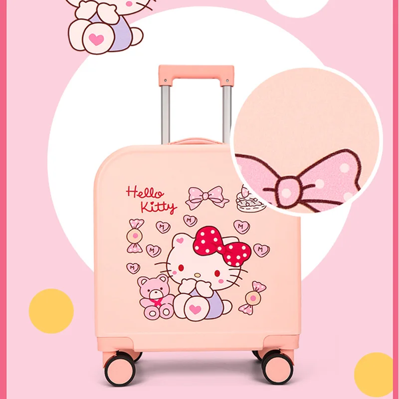 Hello Kittys 20 Inches Suitcase Sanrios Suitcase Universal Wheel Mute Trolley Case Boy Girl Can Be Mounted Carry-On Suitcase