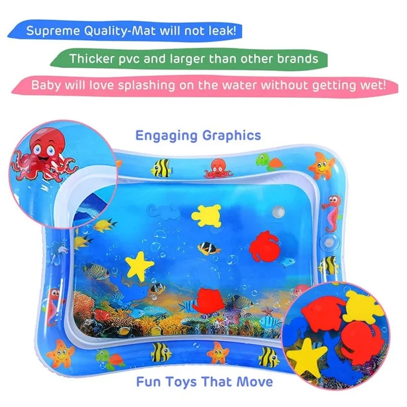 Tappetino da gioco per l'acqua del bambino cuscino gonfiabile cuscino per l'acqua del bambino in PVC per bambini educazione precoce sviluppo di giocattoli per attività