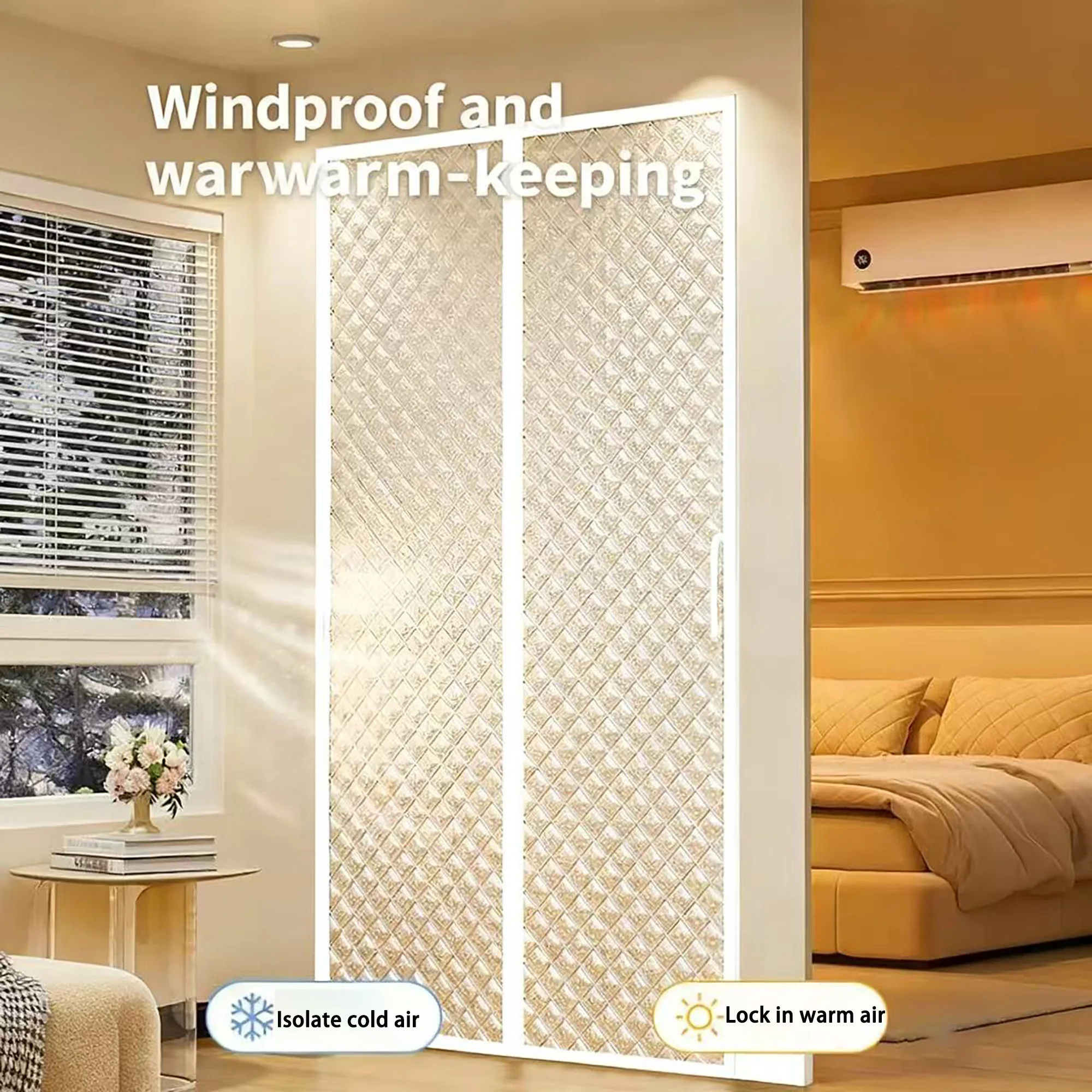 

Winter windproof and warm cotton door curtain, cold proof and sealed door curtain can be customized without drilling