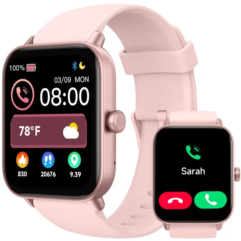 TOOBUR Smart Watch for Women Men with Bluetooth Answer/Make Calls,Voice Assistant,IP68 Waterproof/Sleep Monitor/100 Sports Modes