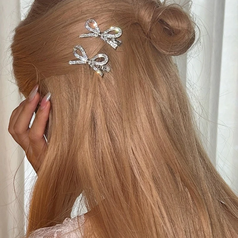 

Fashionable Diamond Bowknot Hairpins Shiny Fine No Bend hair Pin Curl Hairclip Makeup No Crease Hair Clip Hairdress Styling Tool