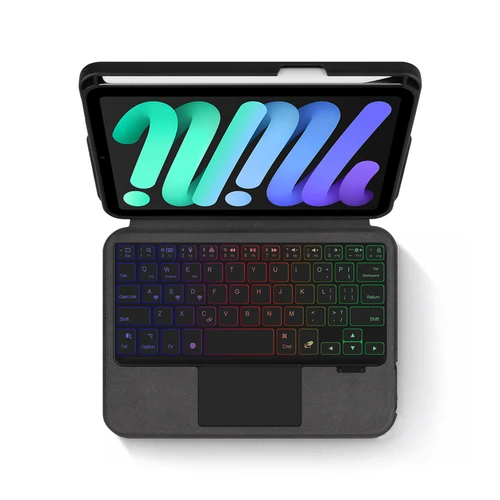 Imagen 2 del producto AJIUYU teclado mágico para iPad mini 6. a generación 8,3 pulgadas mini6 TrackPad funda inteligente retroiluminada táctil español portugués