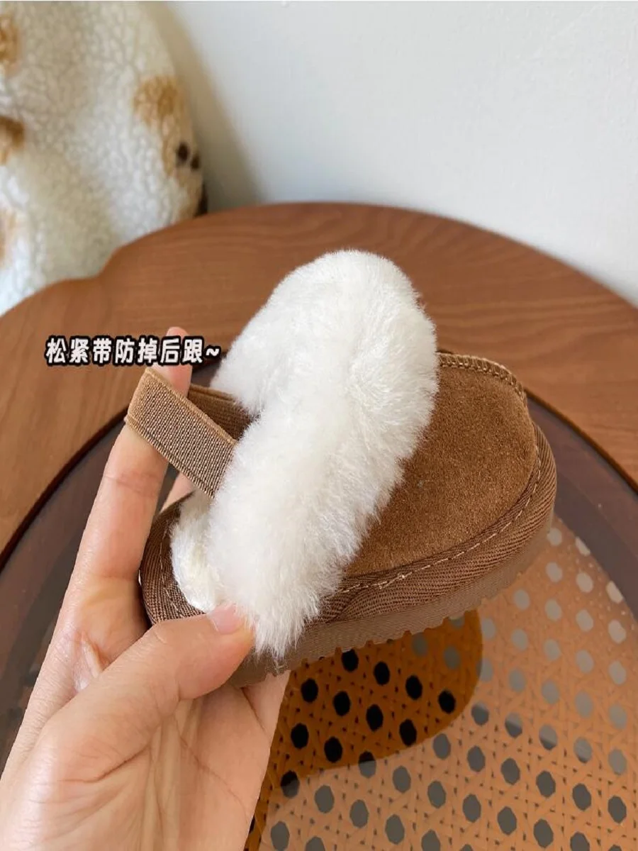 Size 15-30 Baby Plush Shoes Winter New Cotton Shoes Girls\' Fashion Warm Cotton Slippers Baby Soft Sole Walking Casual Shoes