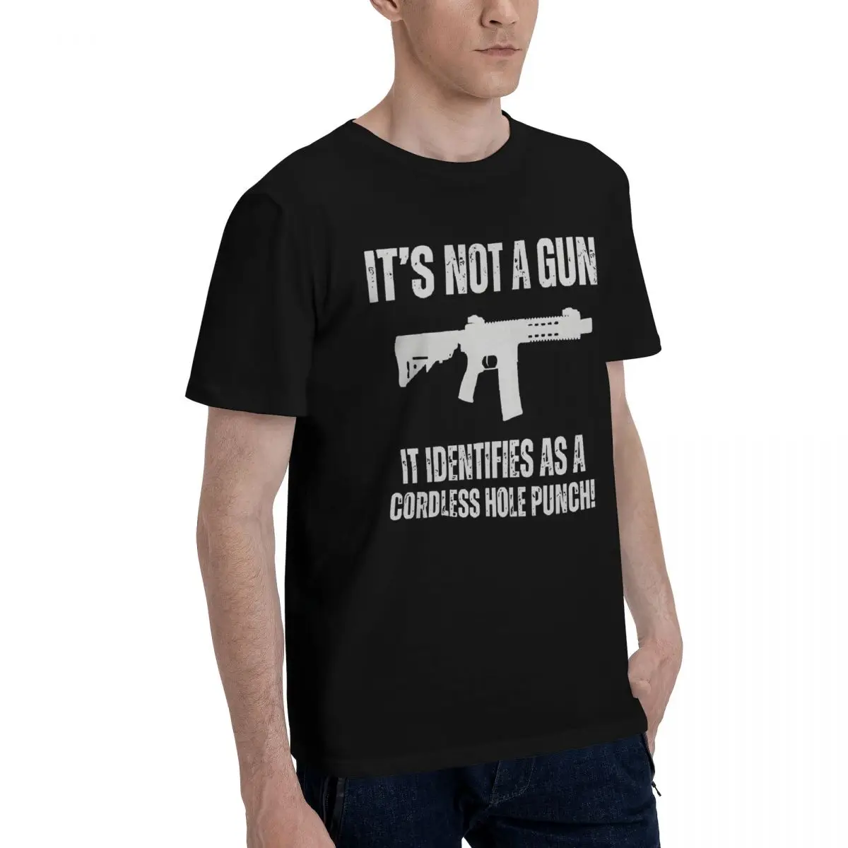 Cordless Hole Punch Gun Design Graphic Move Top quality Champion Tshirt Travel Eur Size