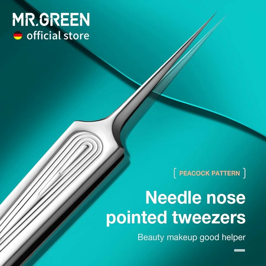 Pinzas para pelo encarnado, aguja para nariz, puntas puntiagudas, pinzas para cejas, espinillas, eliminación negra, Extractor de Clip para acné largo