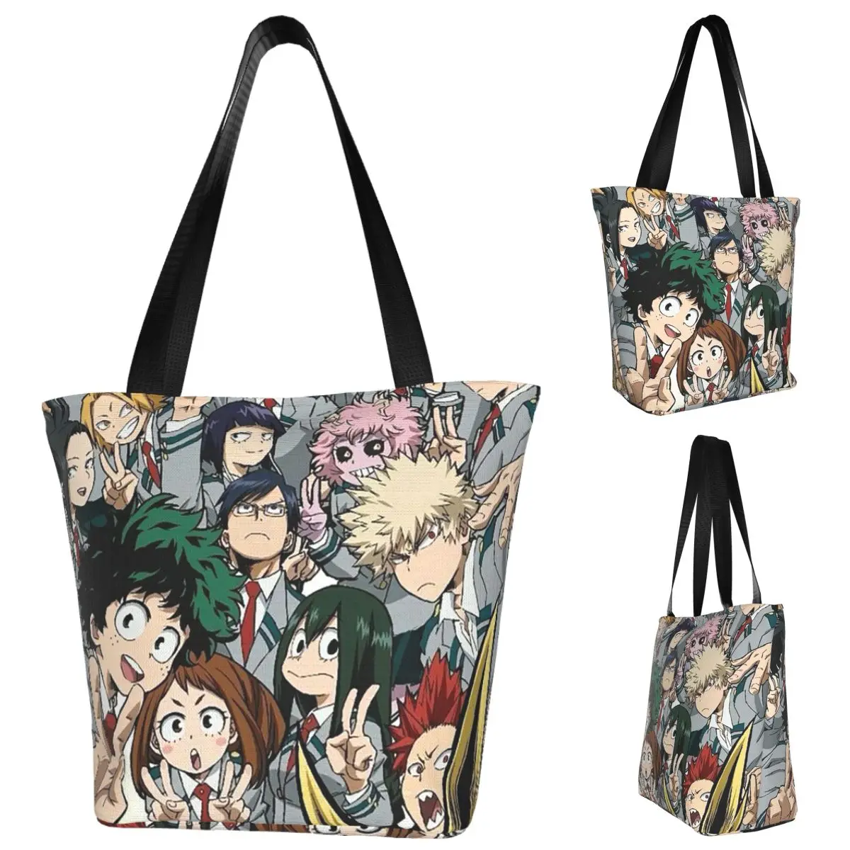 

Сумка-тоут для покупок My Hero Academy, парусиновая сумка на плечо большой вместимости, продуктовая сумка для покупок для женщин