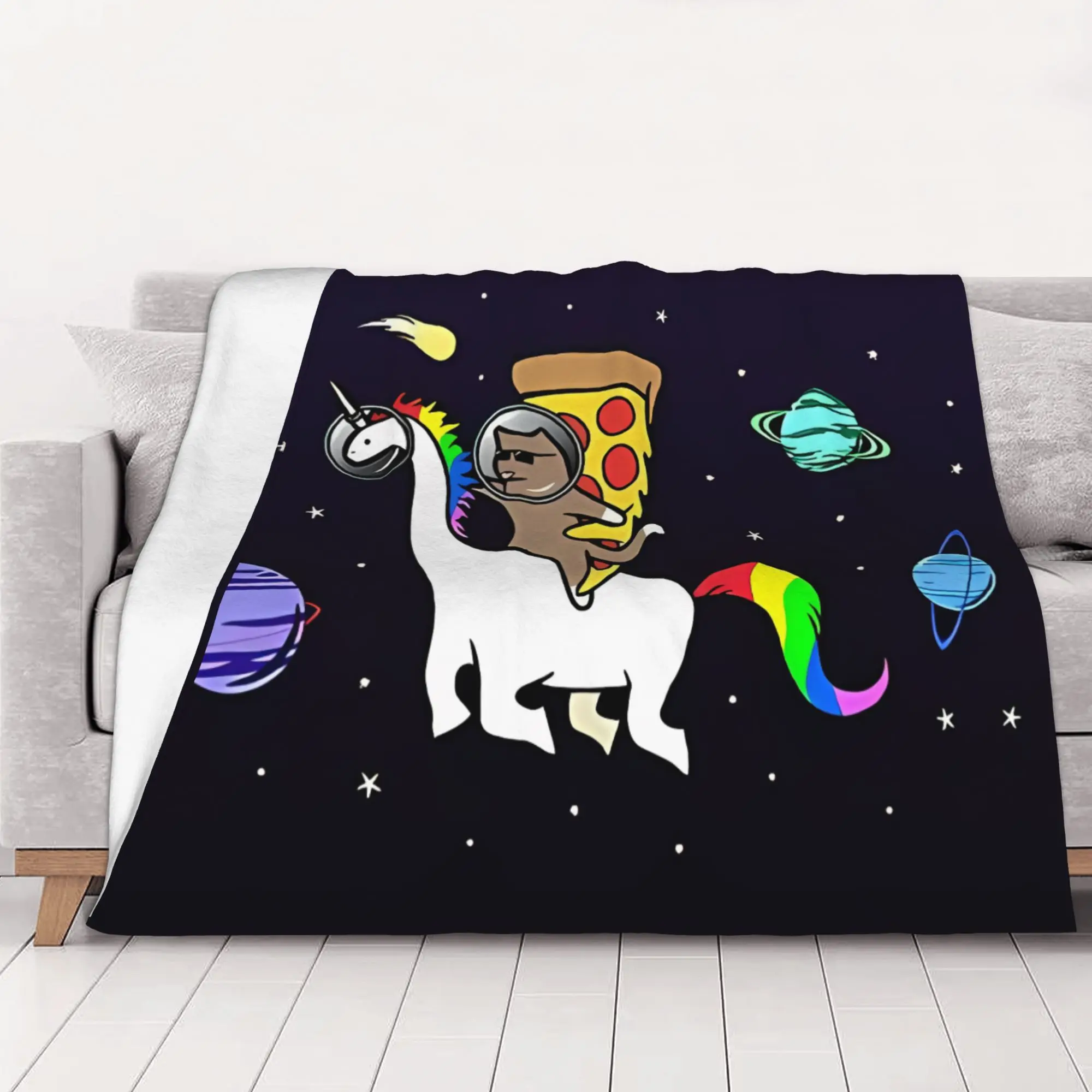 1PC home Cute Room Decor Classic Blanket Throw Blanket Eye Cat On Dinosaur On Pizza Novelty Warm Blanket All Season