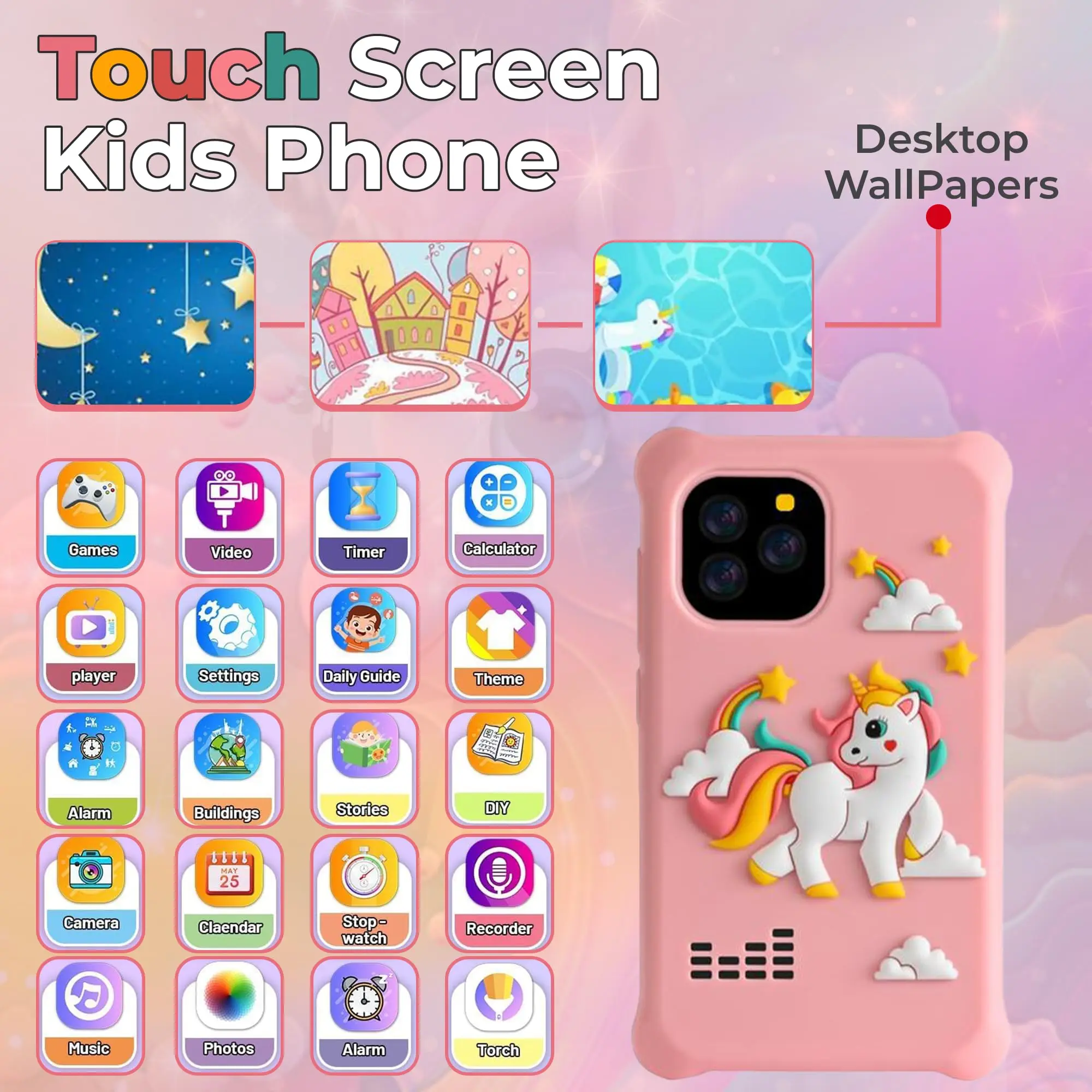 Crianças telefone inteligente mini brinquedo telefone engraçado aprendizagem educação brinquedo música puzzle jogador de jogo câmera dupla despertador lanterna presentes