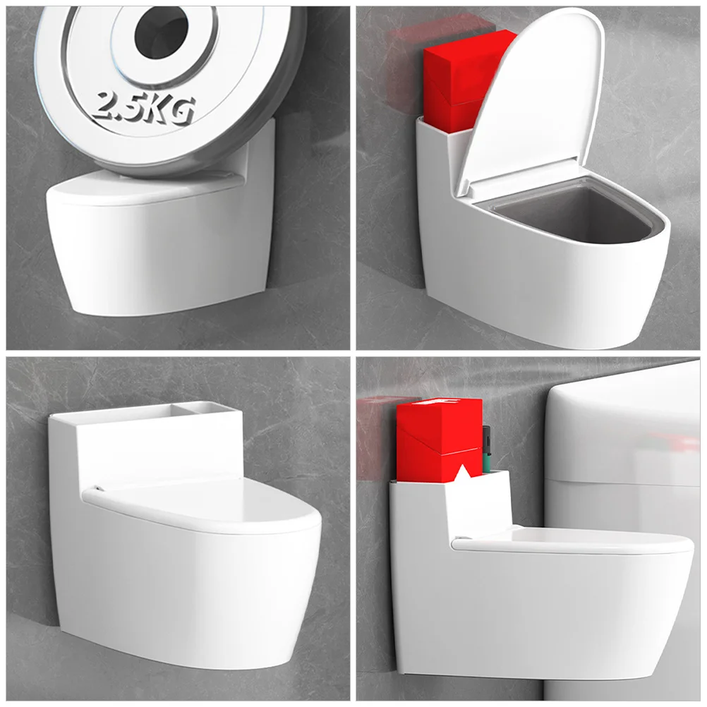 

Wall Mount Ashtray Stainless Steel Abs Toilet Shaped Smokeless Indoor Holder Bathroom Living Room Cigarette Container With Lid