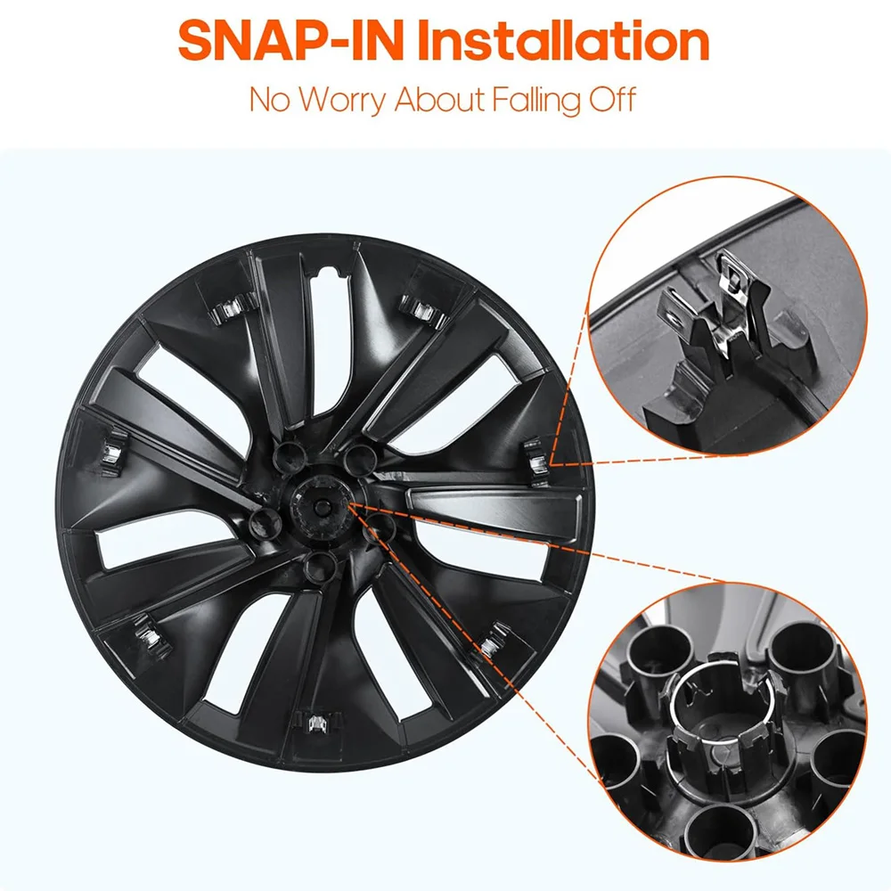 XVIP 19 Inch Original Wheel Cover OEM Style Matte Black Racing Gemini Style Replacement HubCaps Full Rim For Tesla Model Y 21-23