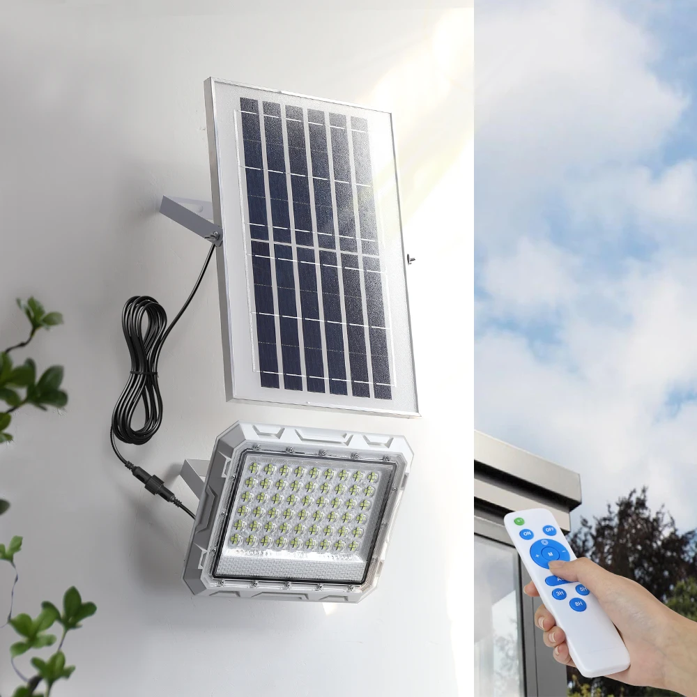 poderosa luz solar ao ar livre led refletores controle remoto ip65 impermeavel varanda patio garagem 60w 100w 01