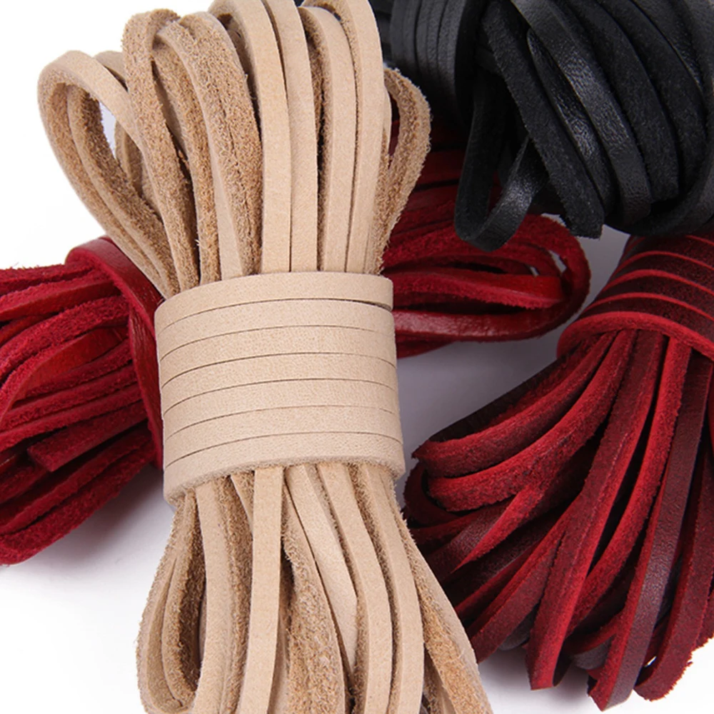 5 Meters High Quality Flat Genuine Leather Cord Leather Strip Leather Ribbon Accessories For Leather Bracelets Jewelry Making