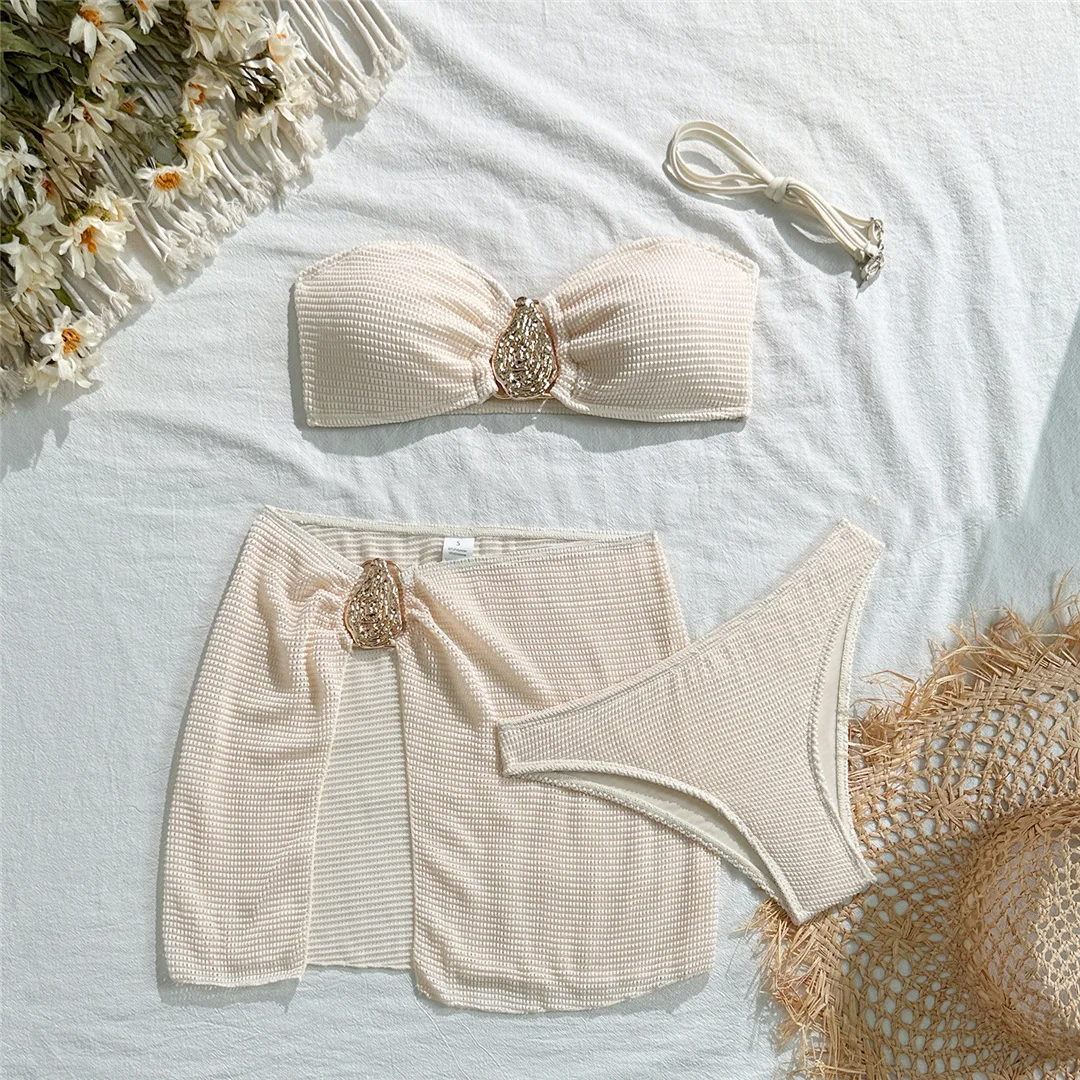 Mit Rock, hoch geschnittenem Beinausschnitt, brasilianischer Bikini, Damen-Badebekleidung, dreiteiliges Bikini-Set, Badeanzug, Badebekleidung, Schwimmbekleidung V6741 – Detail 21