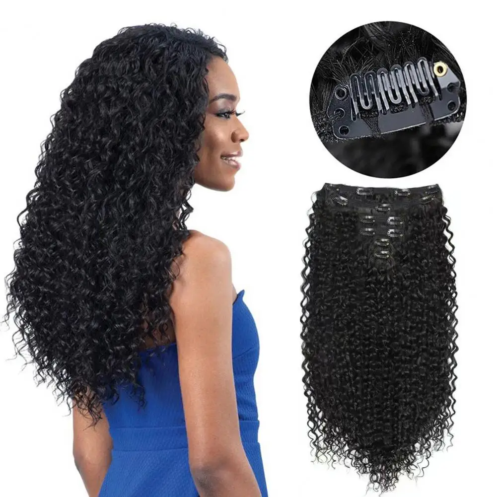 Synthetic Clip In Hair Extension Full Head Long 26”140g Afro Kinky Curly Fake Hair Pieces Clip-on 6PCS/Set hairpin For Women