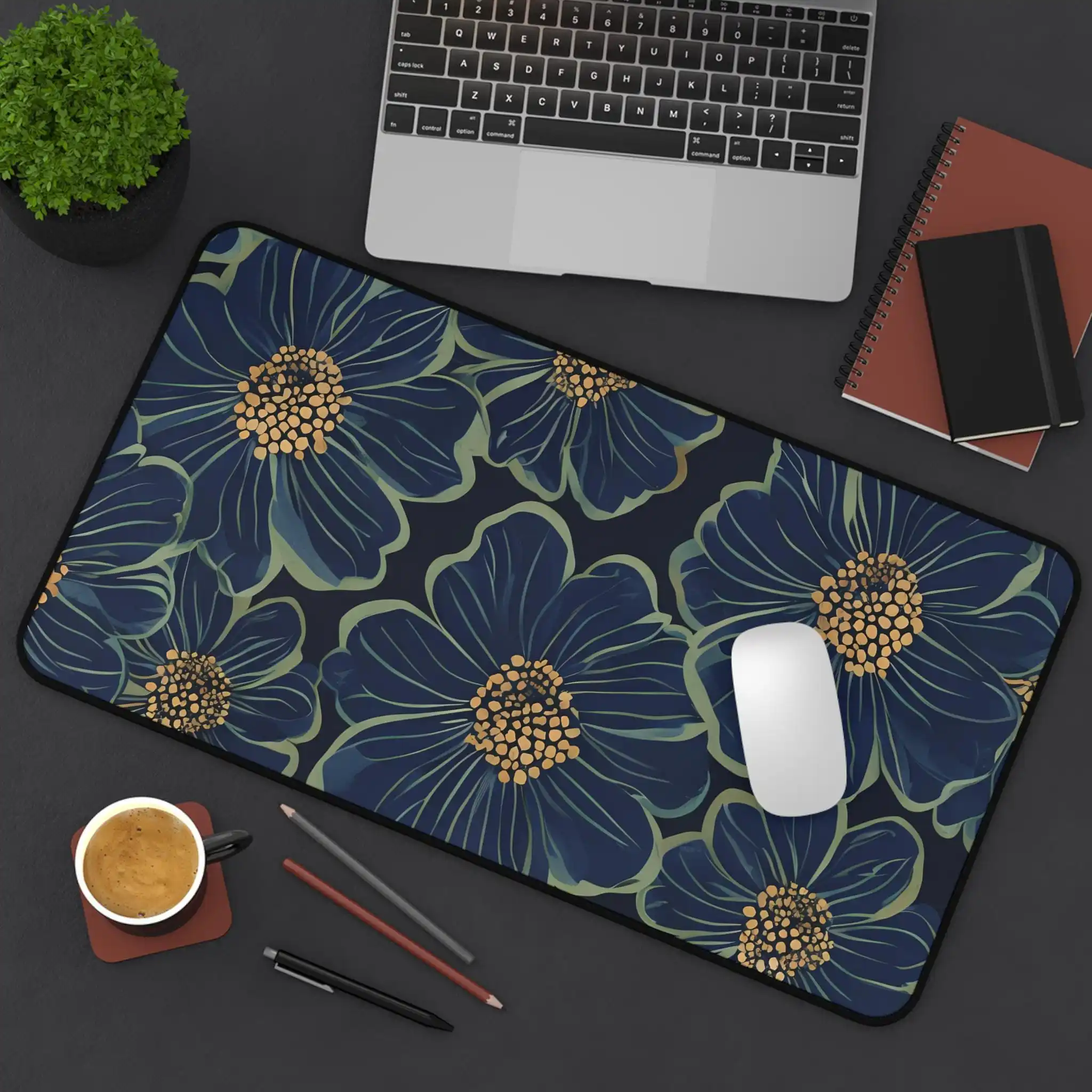 

Blue Floral Mousepad, Non-slip and Waterproof Gaming Mousepad, Office Gaming Table Decorative Mats,The Perfect Gift for Friends.
