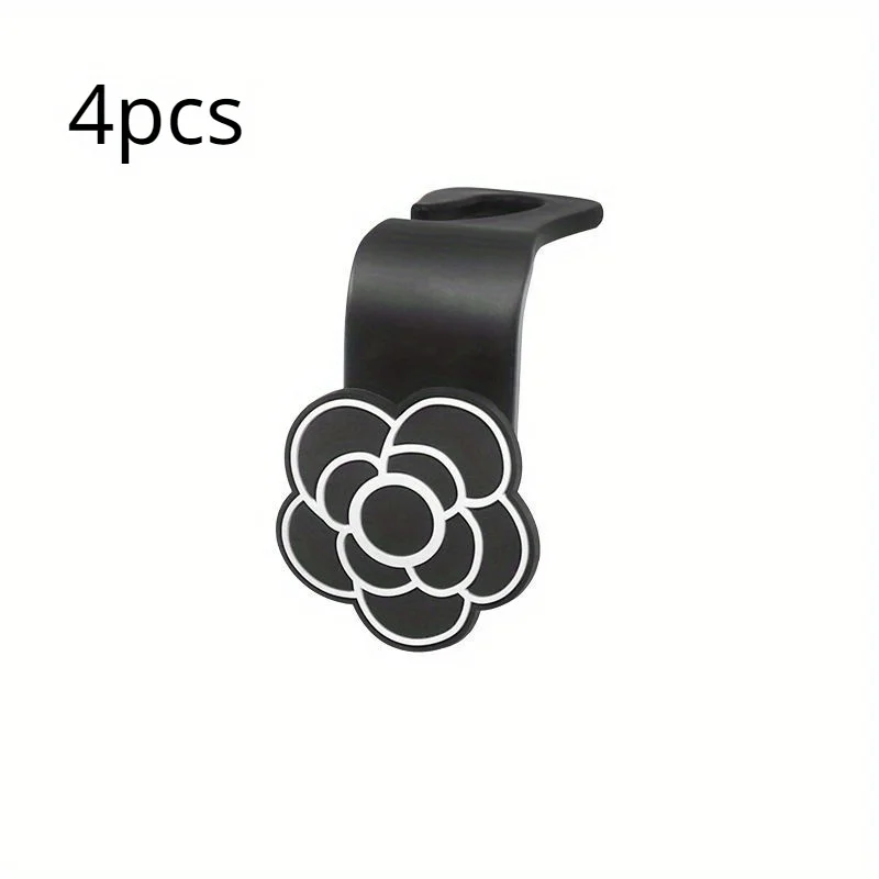 4Pcs Car Seat Storage Hooks Hidden Camellia Shape Bag Hangers Compact Easy Install Interior Decor