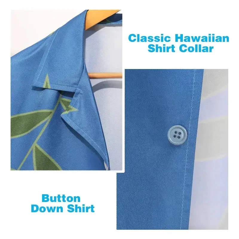 WSIX men's fashion summer T-shirts Hawaiian print casual shirts short sleeve beach oversized shirts Geto Suguru cosplay shirt