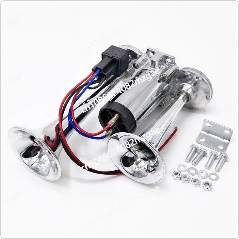 

Встроенный двухтрубный пневматический звуковой сигнал 12 В для мотоцикла, автомобиля, воздушный звуковой сигнал 300 дБ