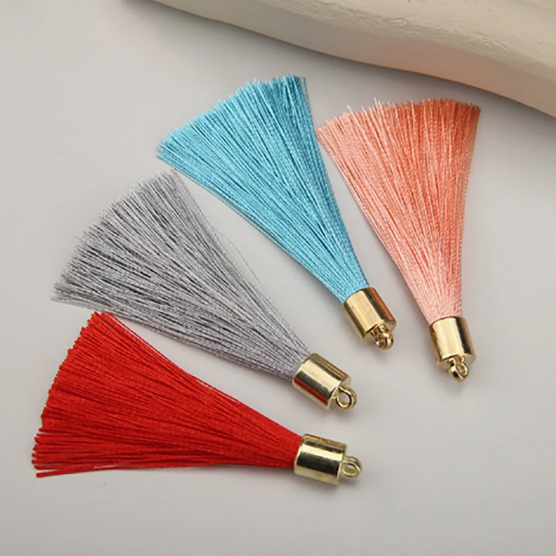 30/50pc Beautiful Tassels Gold Color Plastic Top Fine Polyester Thread 5.5cm Short Tassels Bookmark Tassels