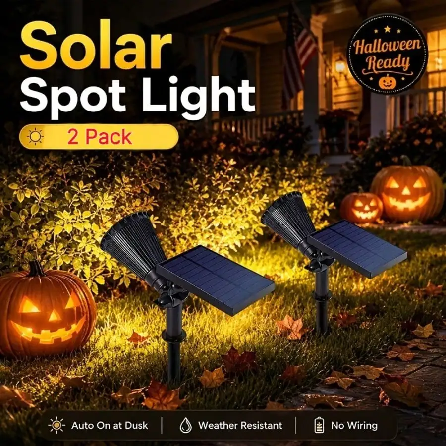 Solar Spot Lights Outdoor, 18 LEDs Solar Outdoor Lights Auto On/Off with 3 Modes, IP67 Waterproof Yard Spotlight Landscape Lighting Garden Wall Lights, 2-in-1 Solar Powered Lights, 2Pack