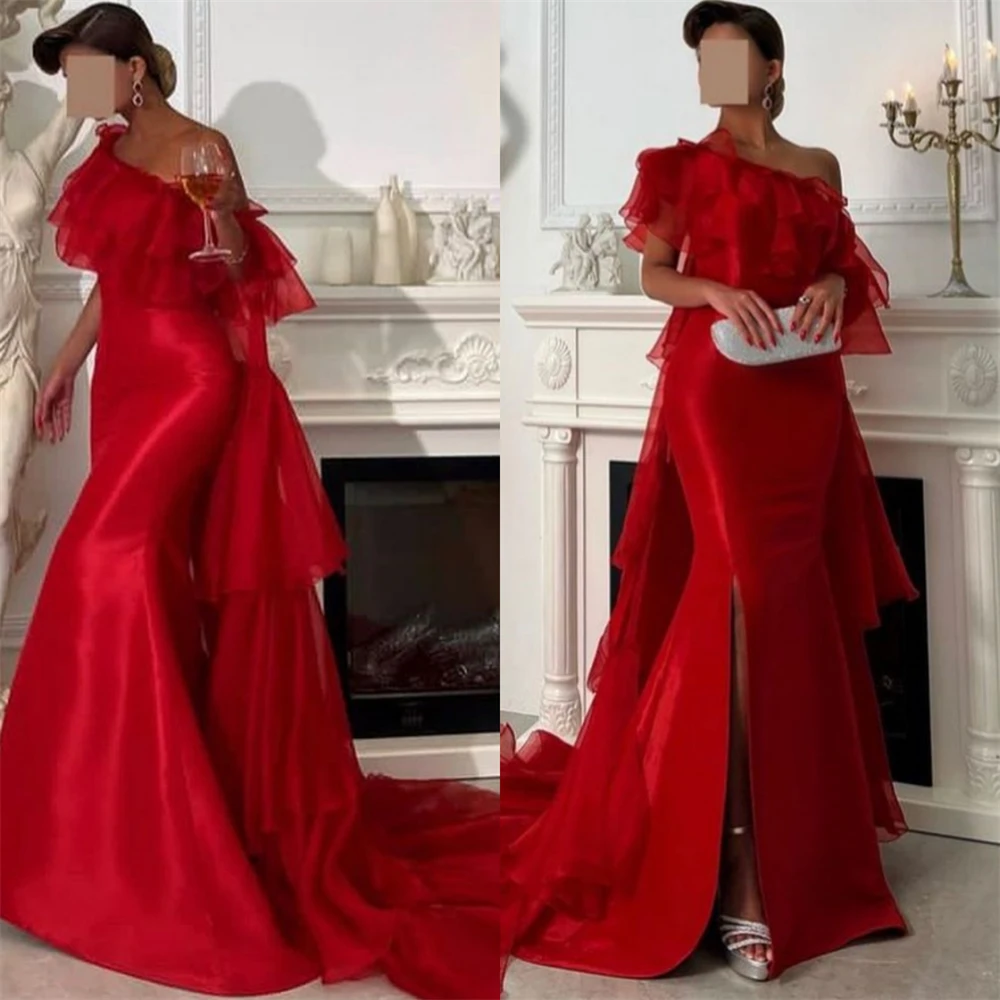 

Jiayigong Sexy Casual Satin Draped Pleat Ruched Christmas Mermaid Off-the-shoulder Bespoke Occasion Gown Long Dresses