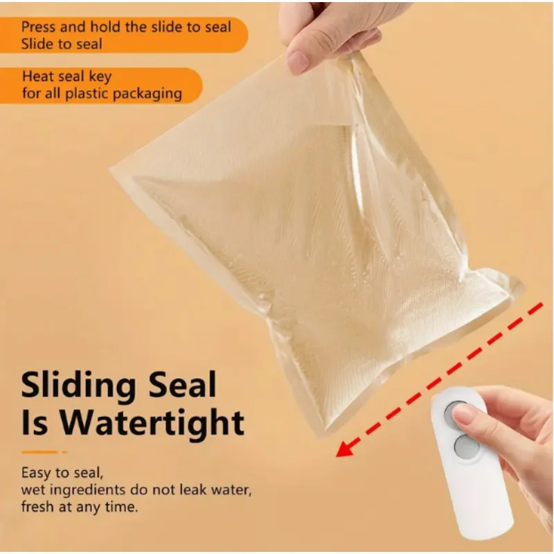 

Compact USB Rechargeable Food Bag Sealer with 16W Heat Seal & Cut, 300mAh Battery, Lightweight & Durable for Snacks, Kitchen, Tr