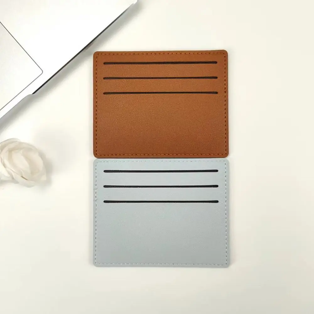 Multi-position PU Leather Card Holder Simple Solid Color Short Card Bag Handbag Card Access Control ID Credit Card Case Outdoor