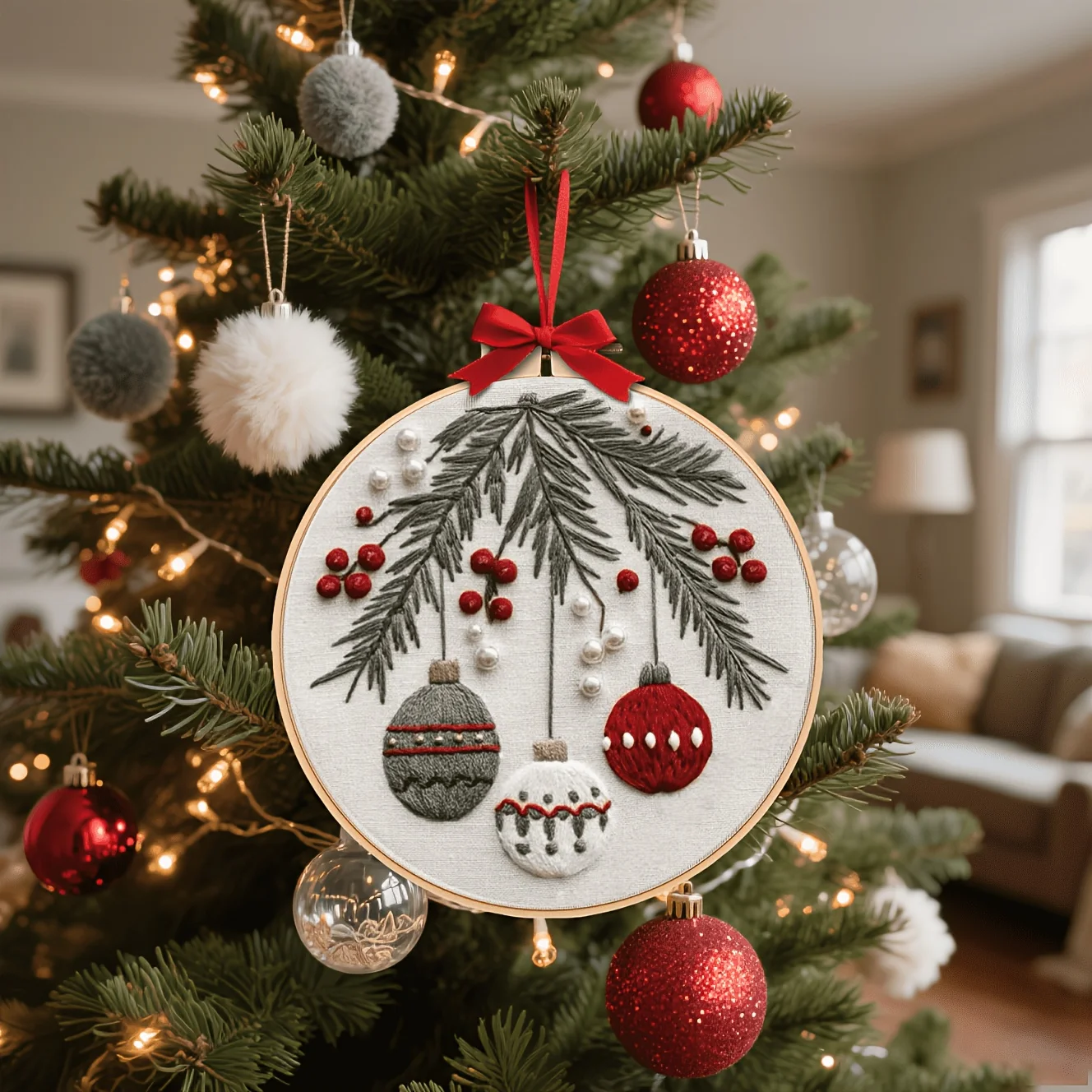 Das DIY-Materialpaket-Set mit Weihnachtsmuster und Handstickerei, ausgestattet mit einem englischen Leitfaden und Anleitung, ist etwas Besonderes – Detail 10