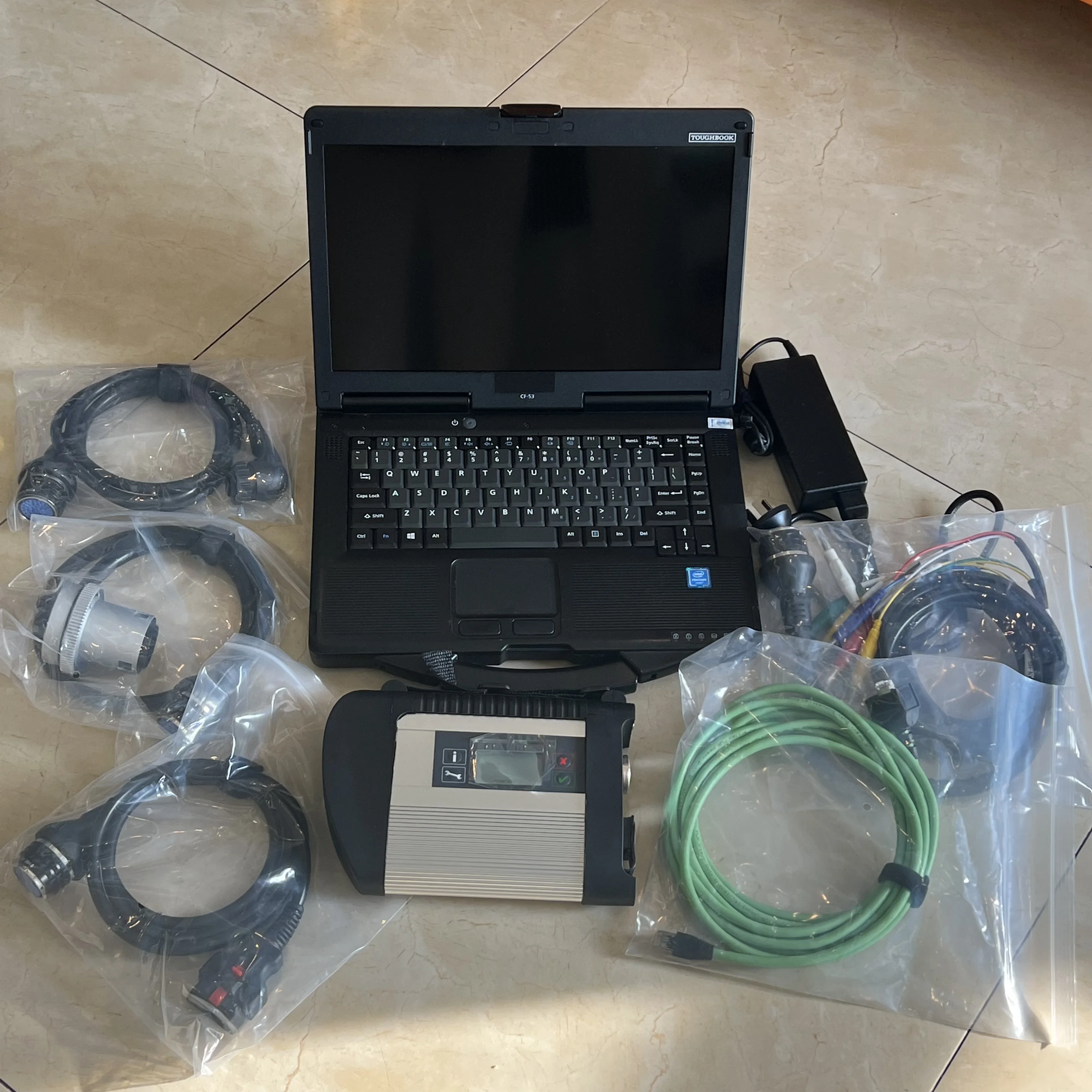

Мультиплексор MB Star C4 SD OBD2, кабели, программное обеспечение для автомобилей Meredes, грузовиков, ноутбуков, Toughbook CF53 I5 8G, 480 ГБ SSD Dianose Tool