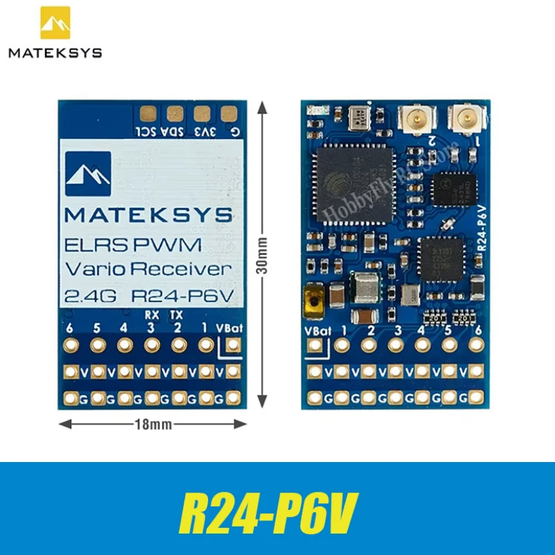 

MATEK MATEKSYS R24-P6V EXPRESSLRS 2.4GHZ PWM VARIO Receiver 2.4GHz ISM 22.5dbm (180mW) for RC FPV Drone