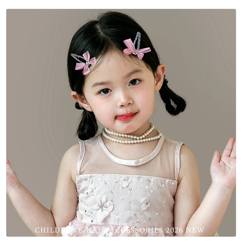 2 Stück/Set Neue Koreanische Niedliche Glänzende Kristall-Haarspangen mit Schleife, Haarschonende Rutschfeste BB-Haarklammern für Babys, Kleinkinder und Kinder – Detail 6