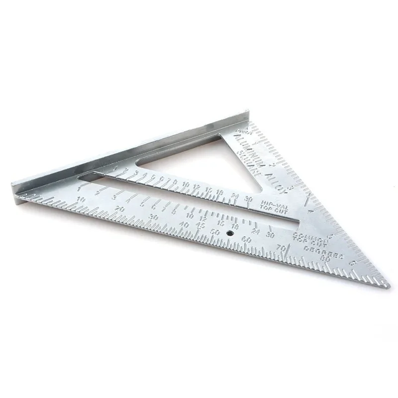 7Inch Carpenter Ruler Speed Square Protractor Aluminum Alloy Miter Framing Tri-square Line Scriber