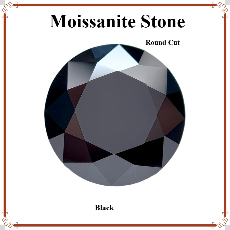 Moissanite Stone Round Shape Black Color DIY Charms Jewelry Making Ring Necklace Earrings Main Materials Certificate
