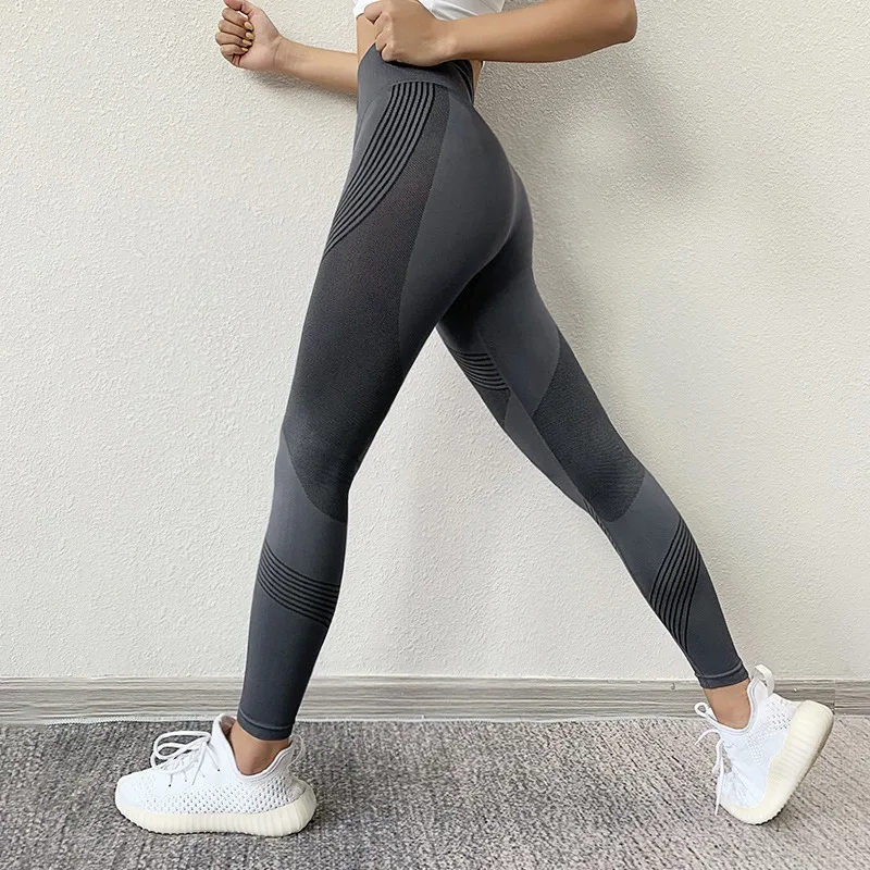 High-waist Abdomen Sports Nine-point Pants, Tight-fitting Stretch Pants, Yoga Trousers, Quick-drying Running Fitness Pants