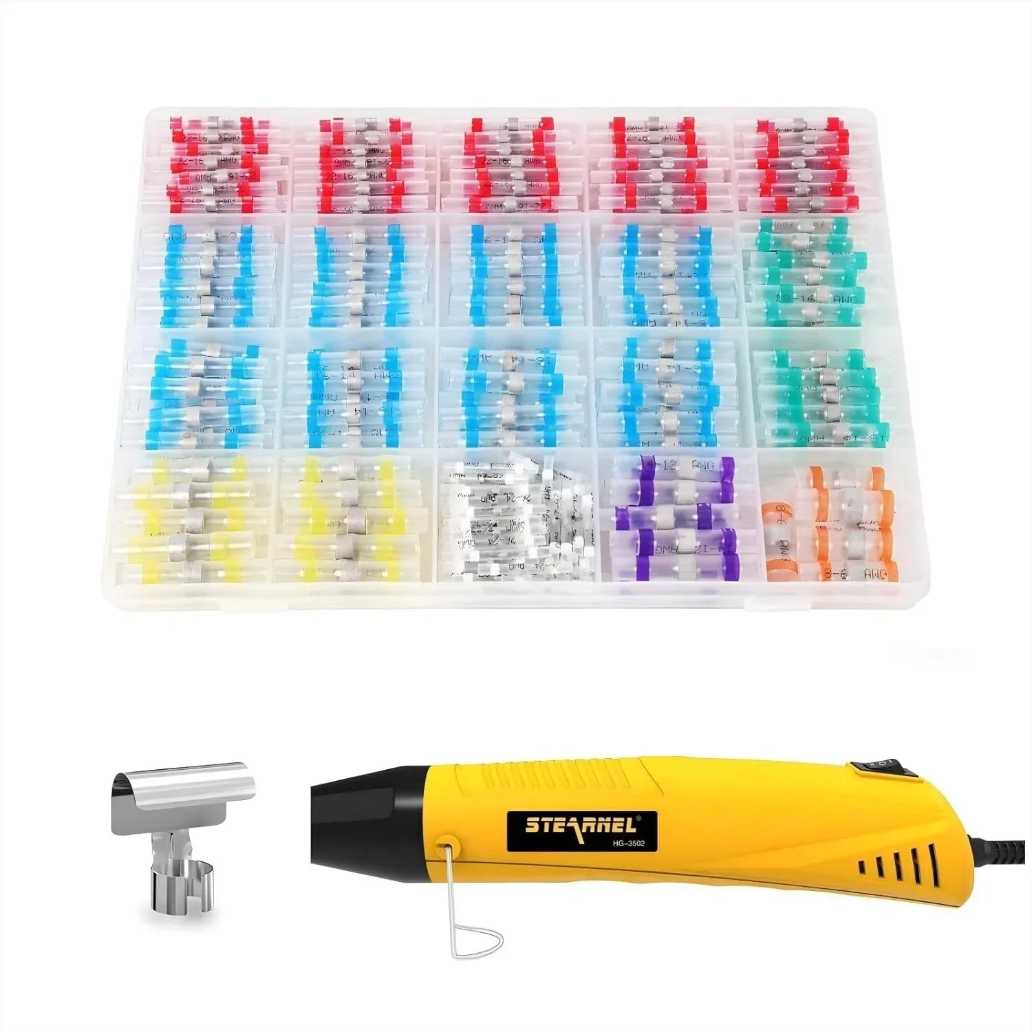 

400PCS Solder Seal Wire Connectors With Heat Gun, Solder Stick Wire Connectors Waterproof Electrical Connector Kit For Marine 26-6 Gauge